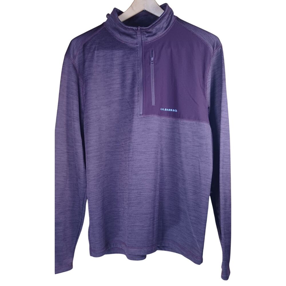 G.H. Bass & Co. Men's Medium Mixed Media Burgundy 1/4 Zip Fleece Pullover